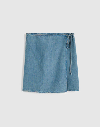Madewell Airy Denim Wrap Mini Skirt
