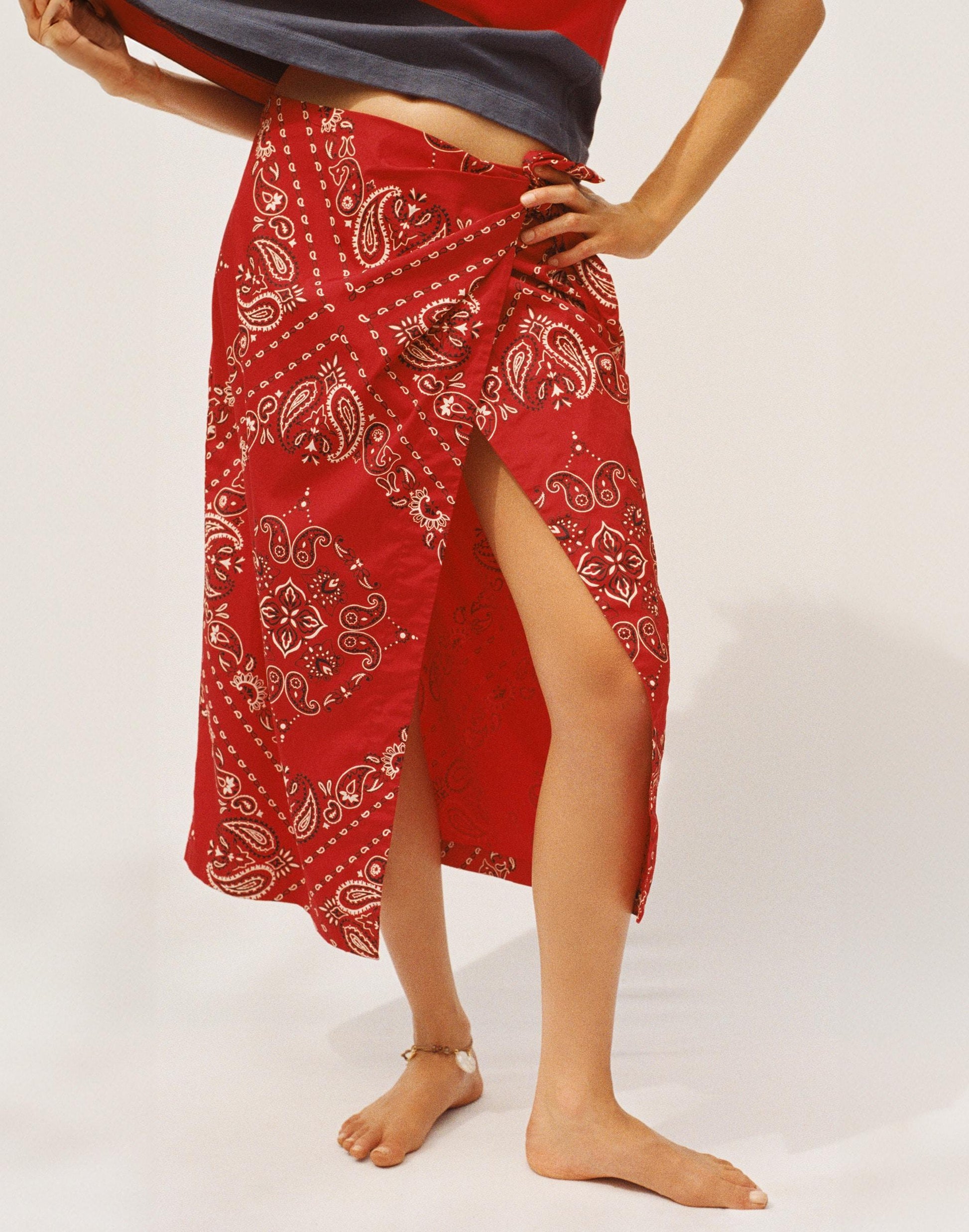 Madewell Midi Wrap Skirt in Poplin