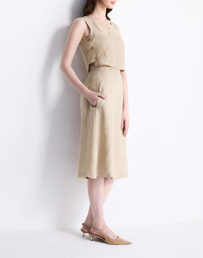 Madewell Reistor® Overlap Midi Skirt in 100% Neutral Beige Hemp