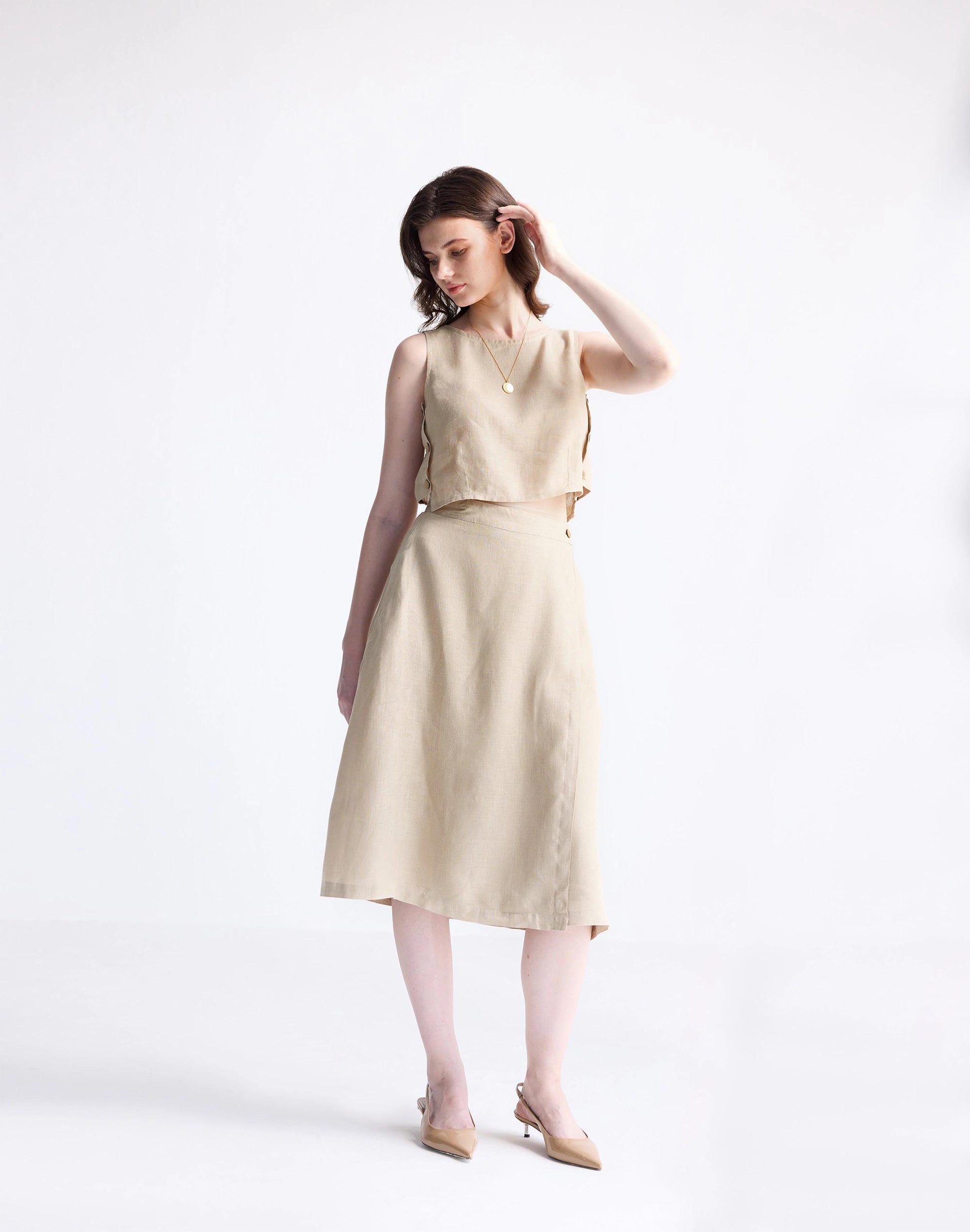 Madewell Reistor® Overlap Midi Skirt in 100% Neutral Beige Hemp