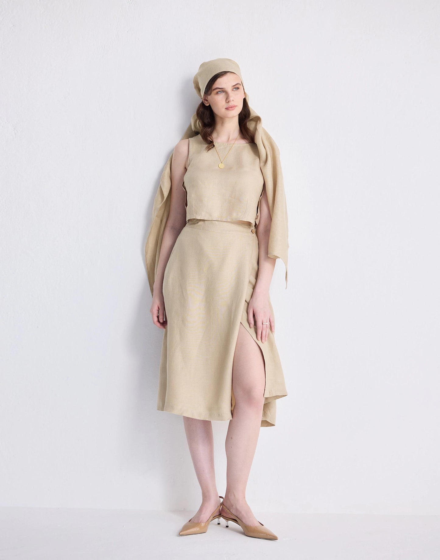 Madewell Reistor® Overlap Midi Skirt in 100% Neutral Beige Hemp