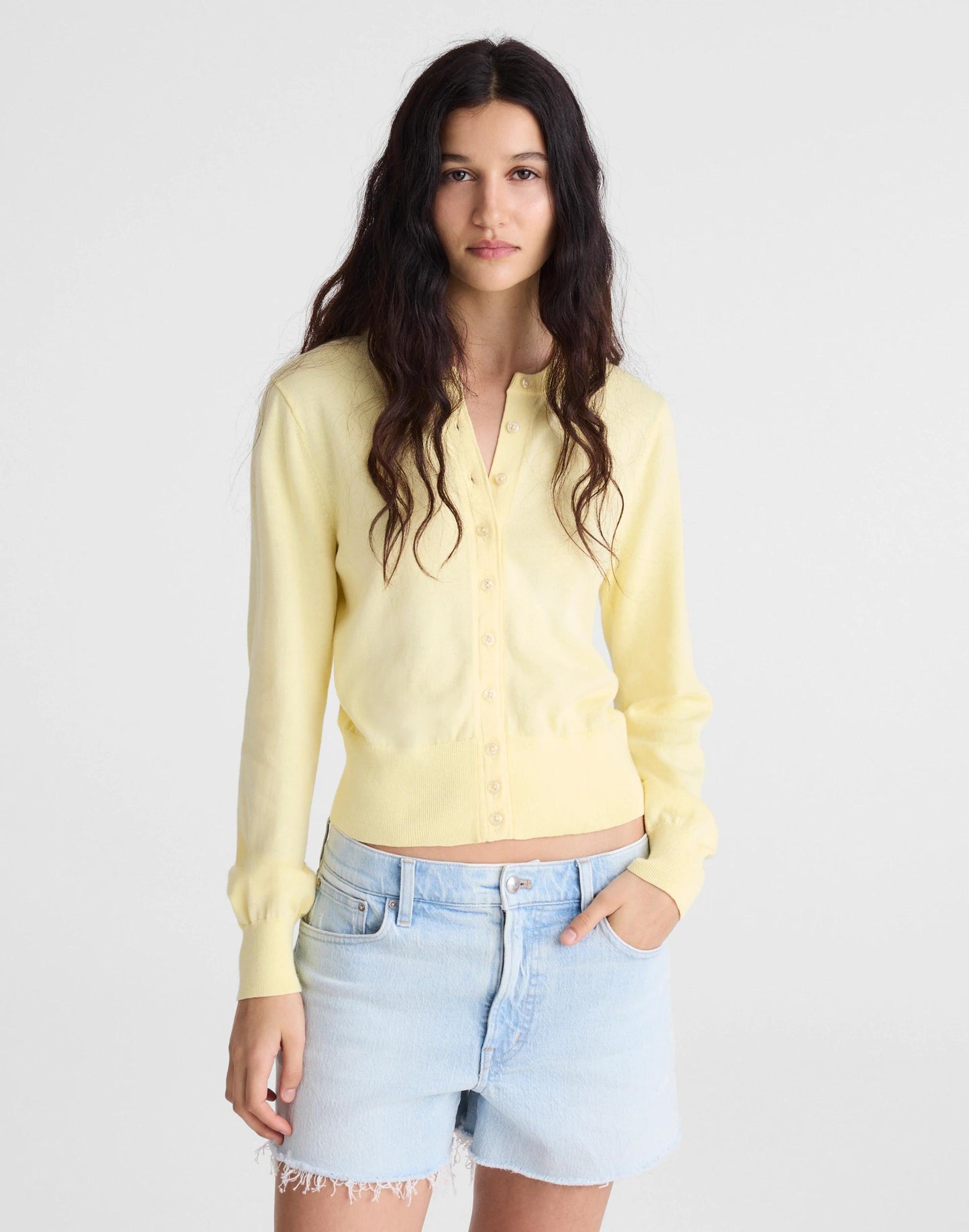 Madewell Button-Front Cardigan in 100% Cotton
