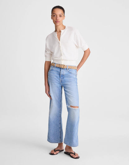 Madewell Textured Short-Sleeve Cardigan in 100% Cotton