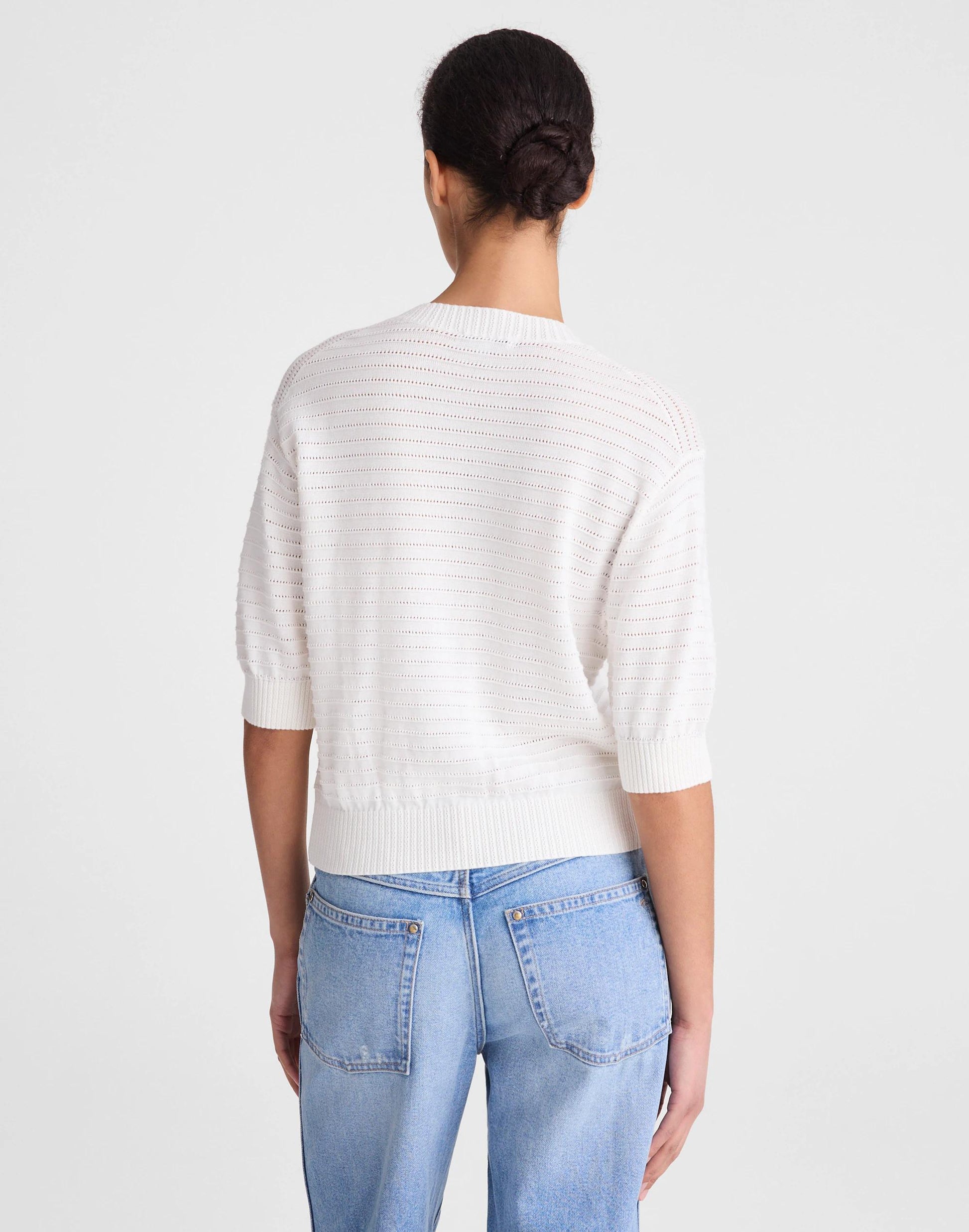 Madewell Textured Short-Sleeve Cardigan in 100% Cotton