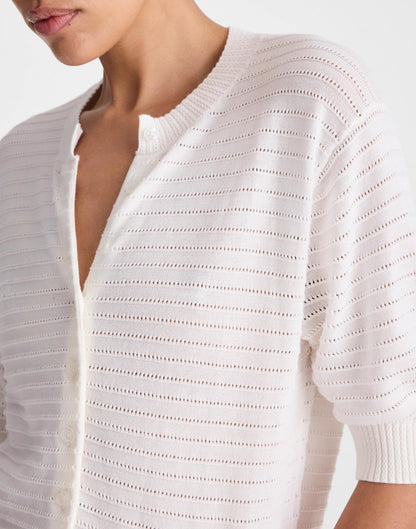 Madewell Textured Short-Sleeve Cardigan in 100% Cotton