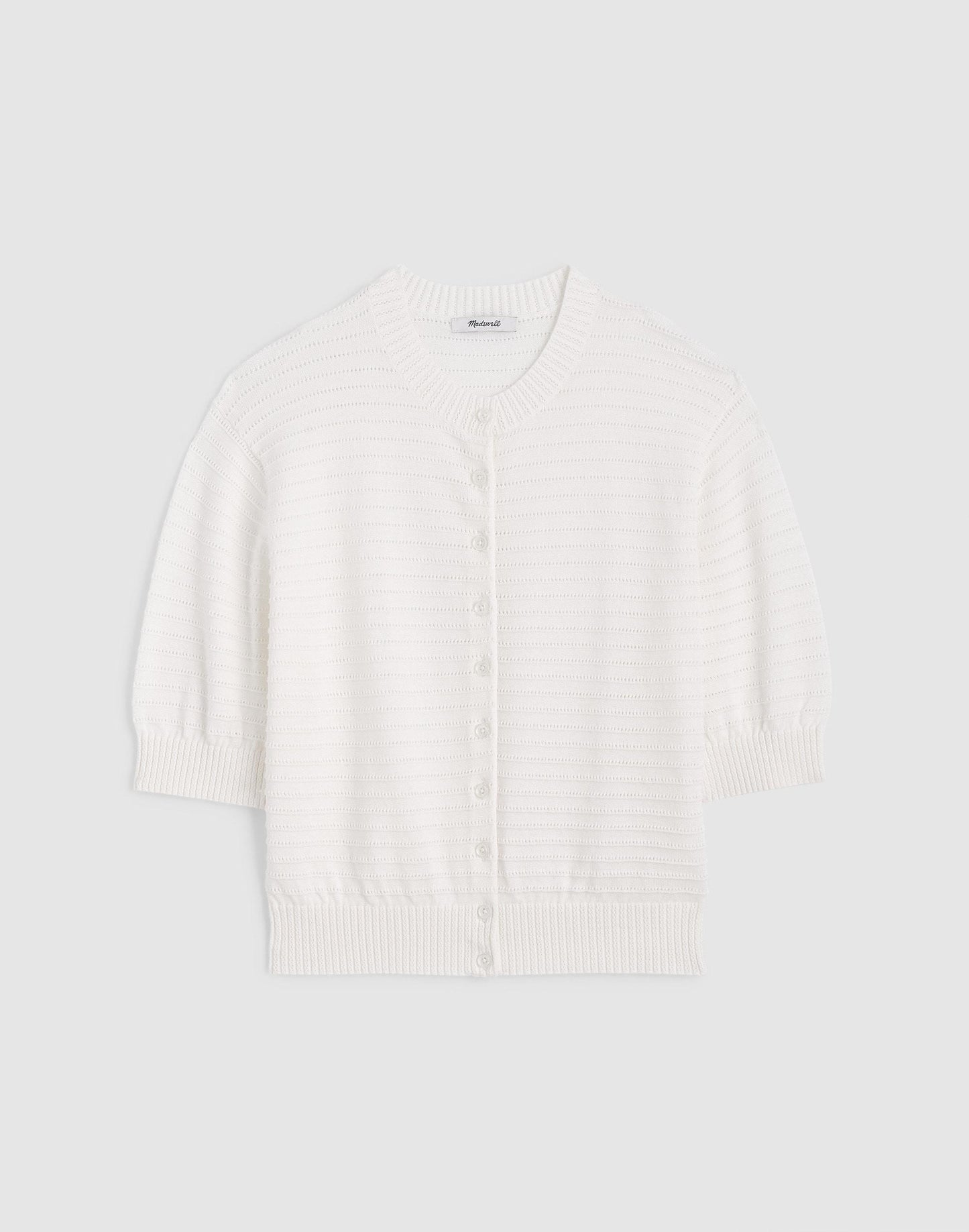 Madewell Textured Short-Sleeve Cardigan in 100% Cotton