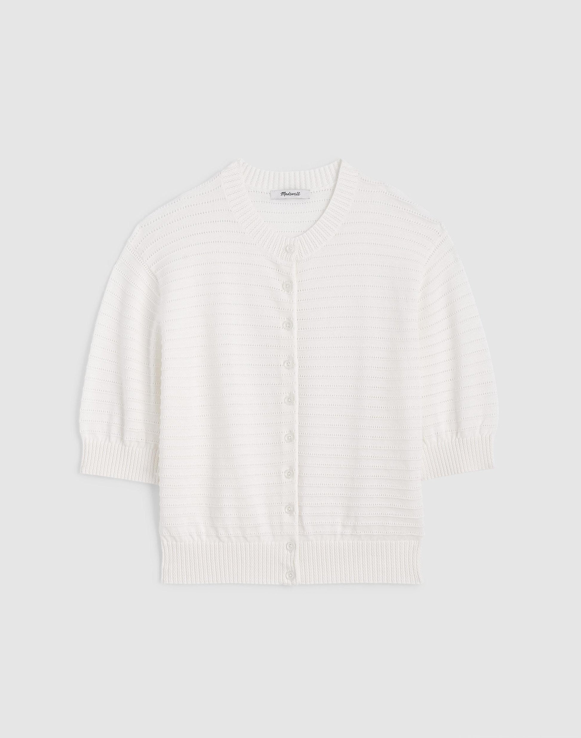Madewell Textured Short-Sleeve Cardigan in 100% Cotton