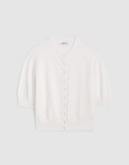 Madewell Textured Short-Sleeve Cardigan in 100% Cotton