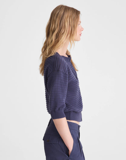 Madewell Textured Short-Sleeve Cardigan in 100% Cotton