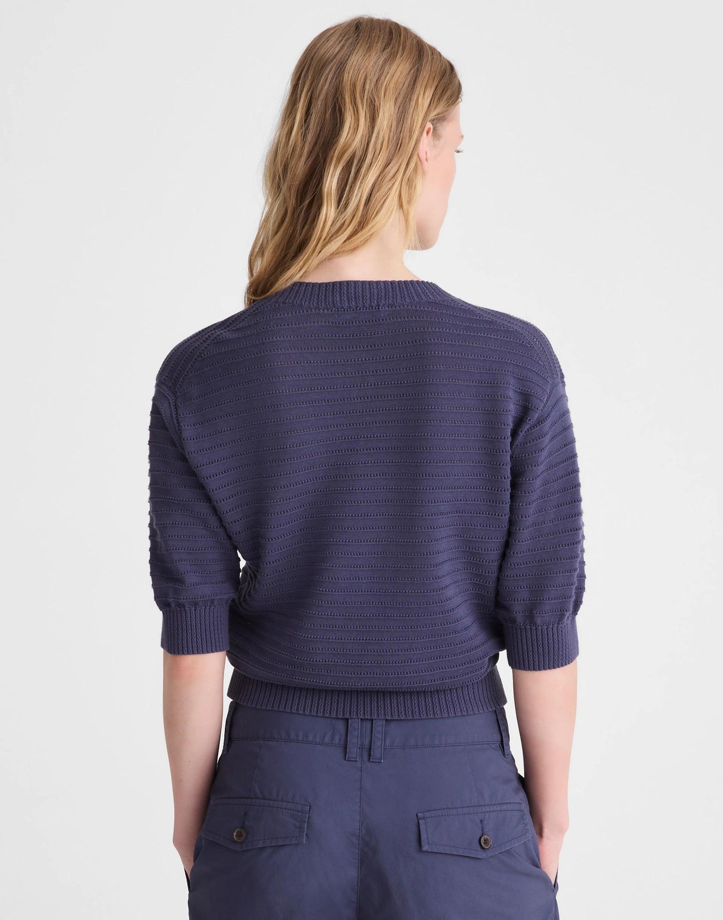 Madewell Textured Short-Sleeve Cardigan in 100% Cotton