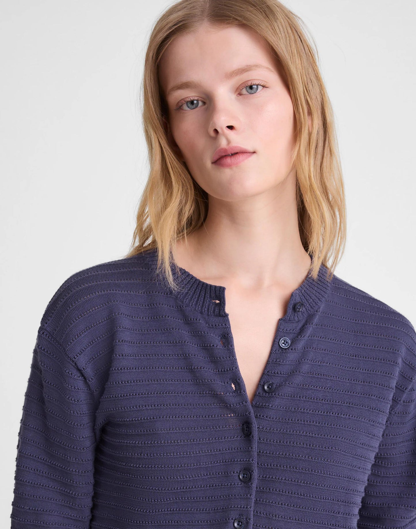 Madewell Textured Short-Sleeve Cardigan in 100% Cotton