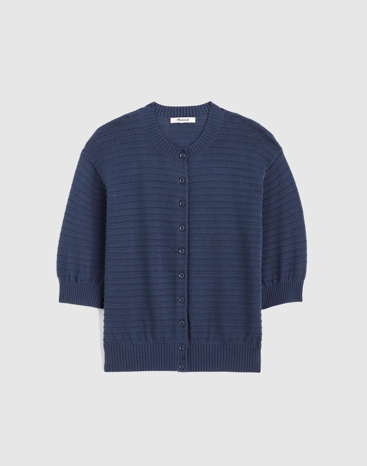 Madewell Textured Short-Sleeve Cardigan in 100% Cotton