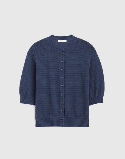 Madewell Textured Short-Sleeve Cardigan in 100% Cotton