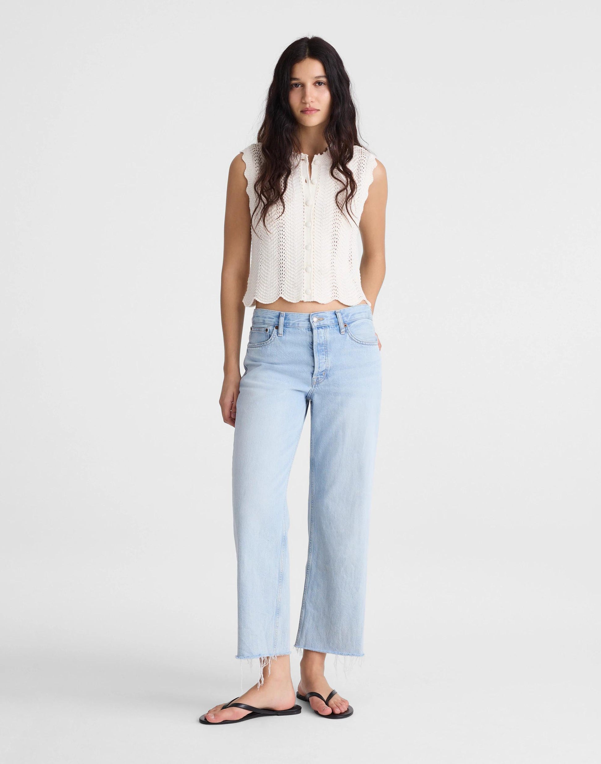 Madewell Wavy-Knit Button-Front Shell Top
