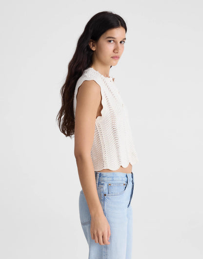 Madewell Wavy-Knit Button-Front Shell Top
