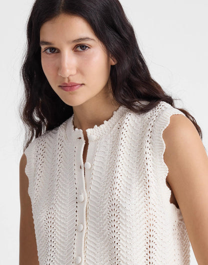 Madewell Wavy-Knit Button-Front Shell Top