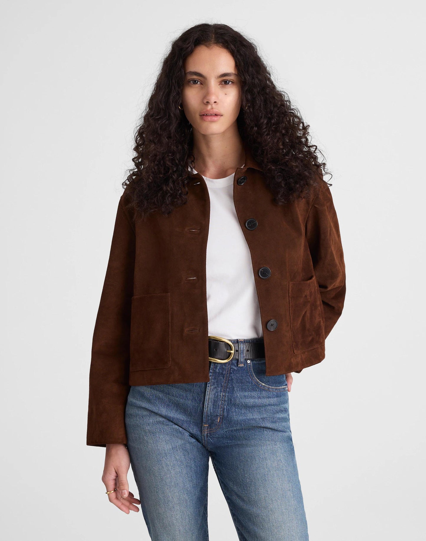 Madewell Boxy-Crop Jacket in Suede