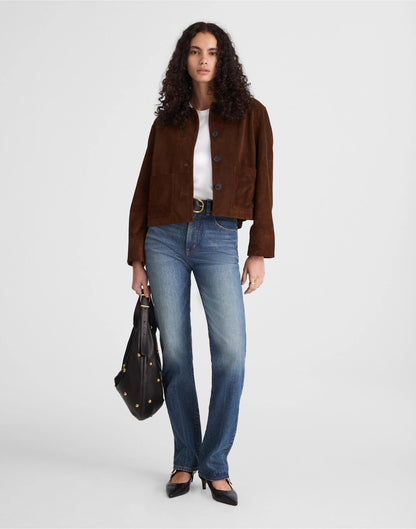 Madewell Boxy-Crop Jacket in Suede