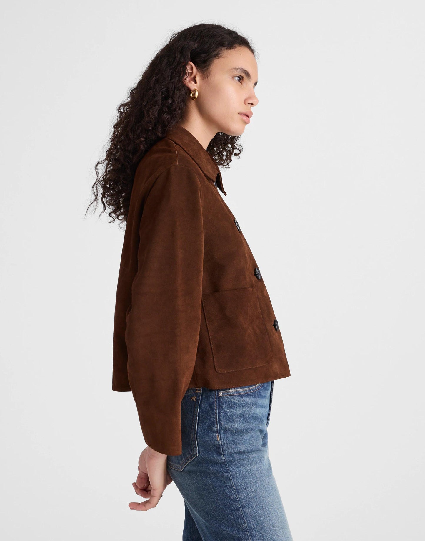 Madewell Boxy-Crop Jacket in Suede