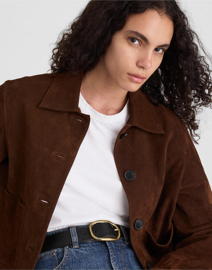 Madewell Boxy-Crop Jacket in Suede