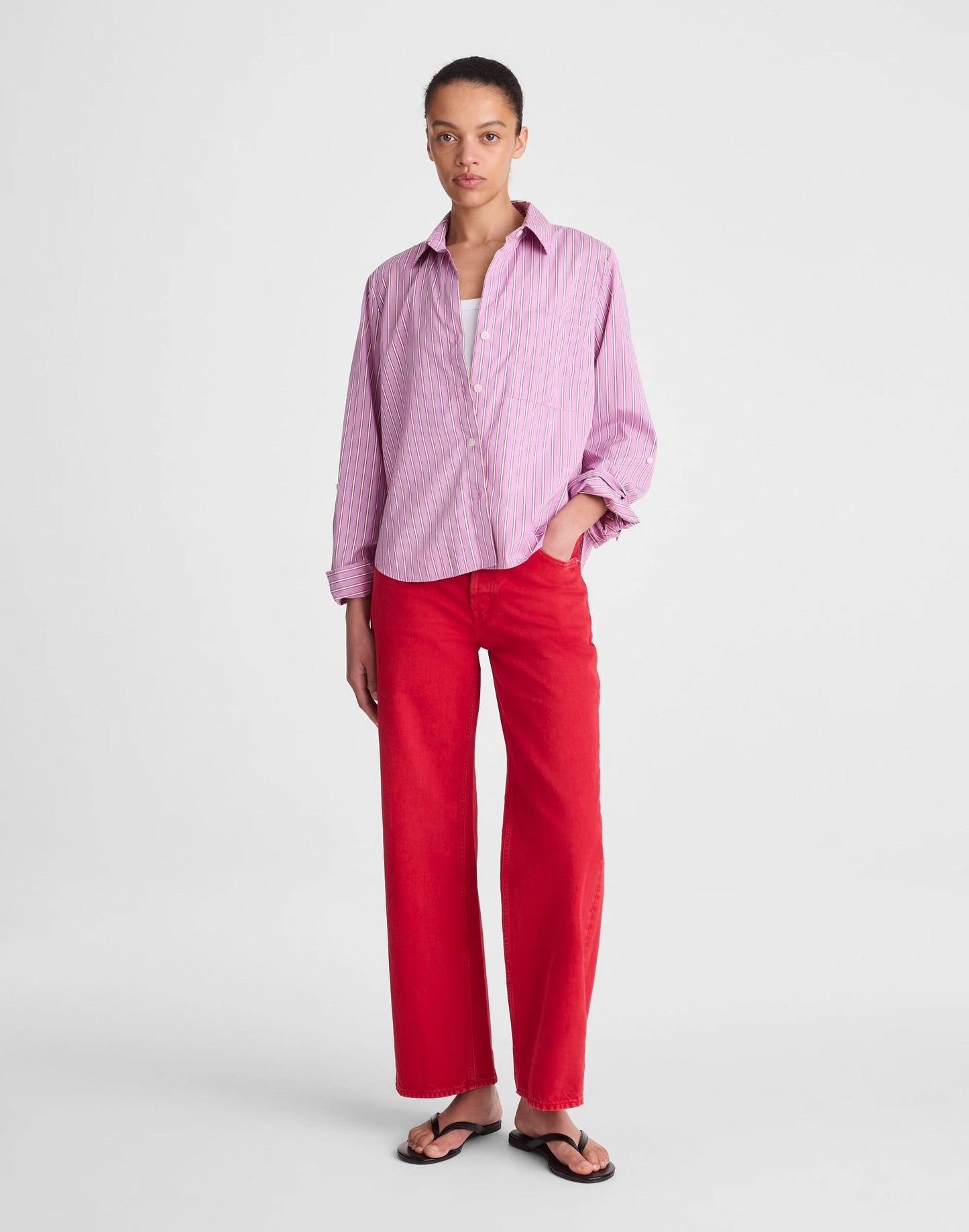 Madewell The Signature Y-Neck Shirt in Poplin