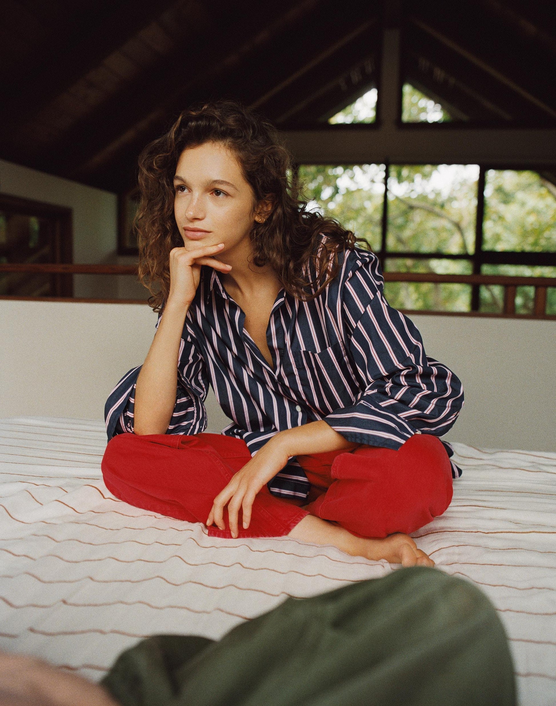 Madewell The Signature Y-Neck Shirt in Poplin