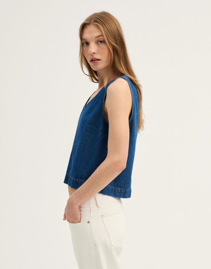 Madewell Denim V-Neck Shell Top