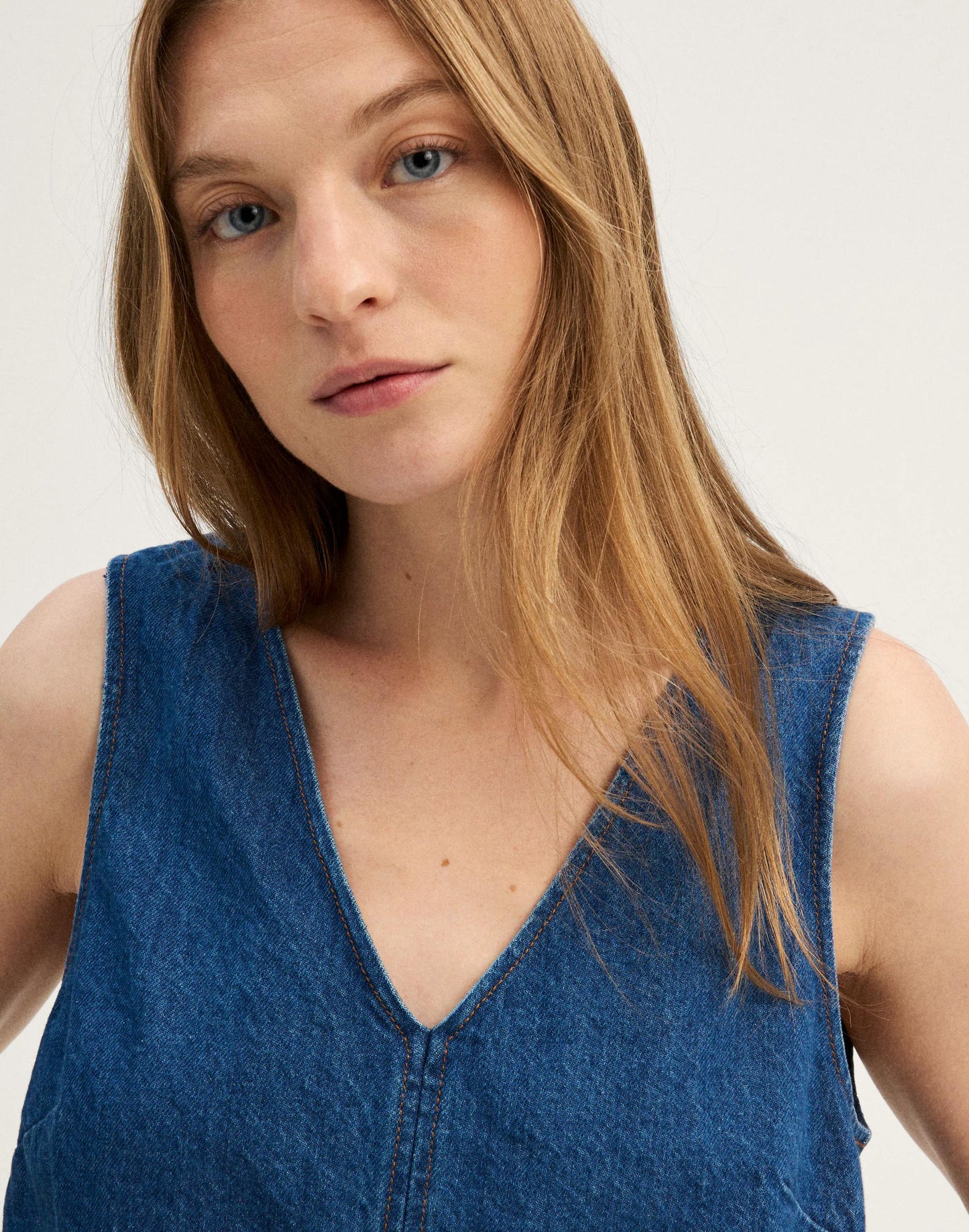 Madewell Denim V-Neck Shell Top