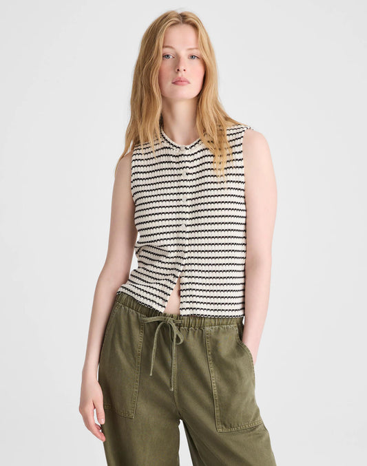Madewell Textured-Knit  Button-Front Shell Top