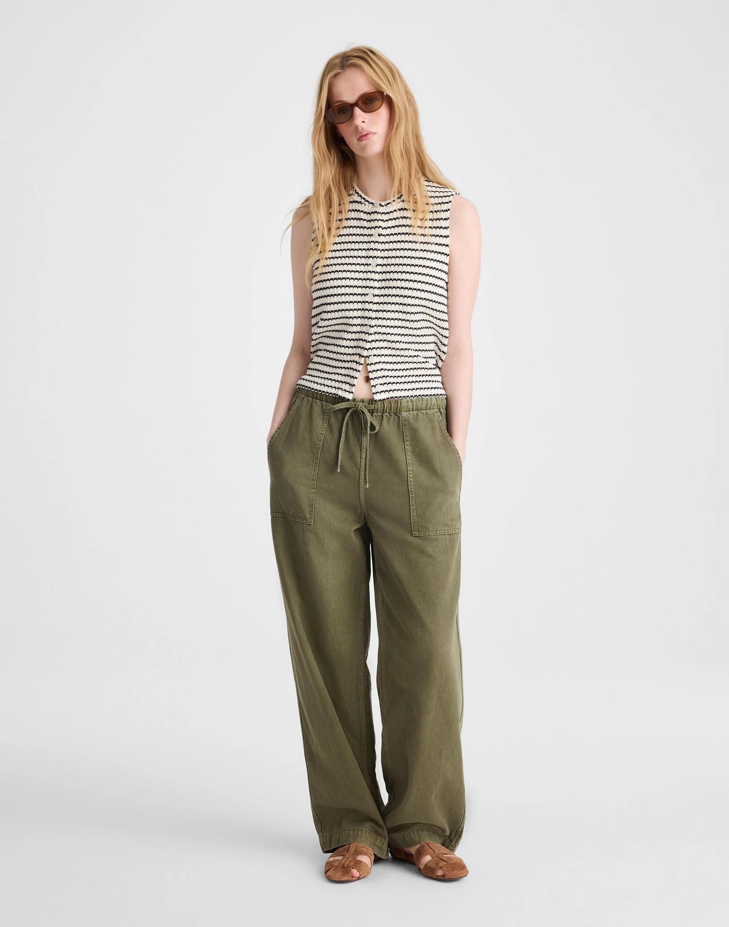 Madewell Textured-Knit  Button-Front Shell Top