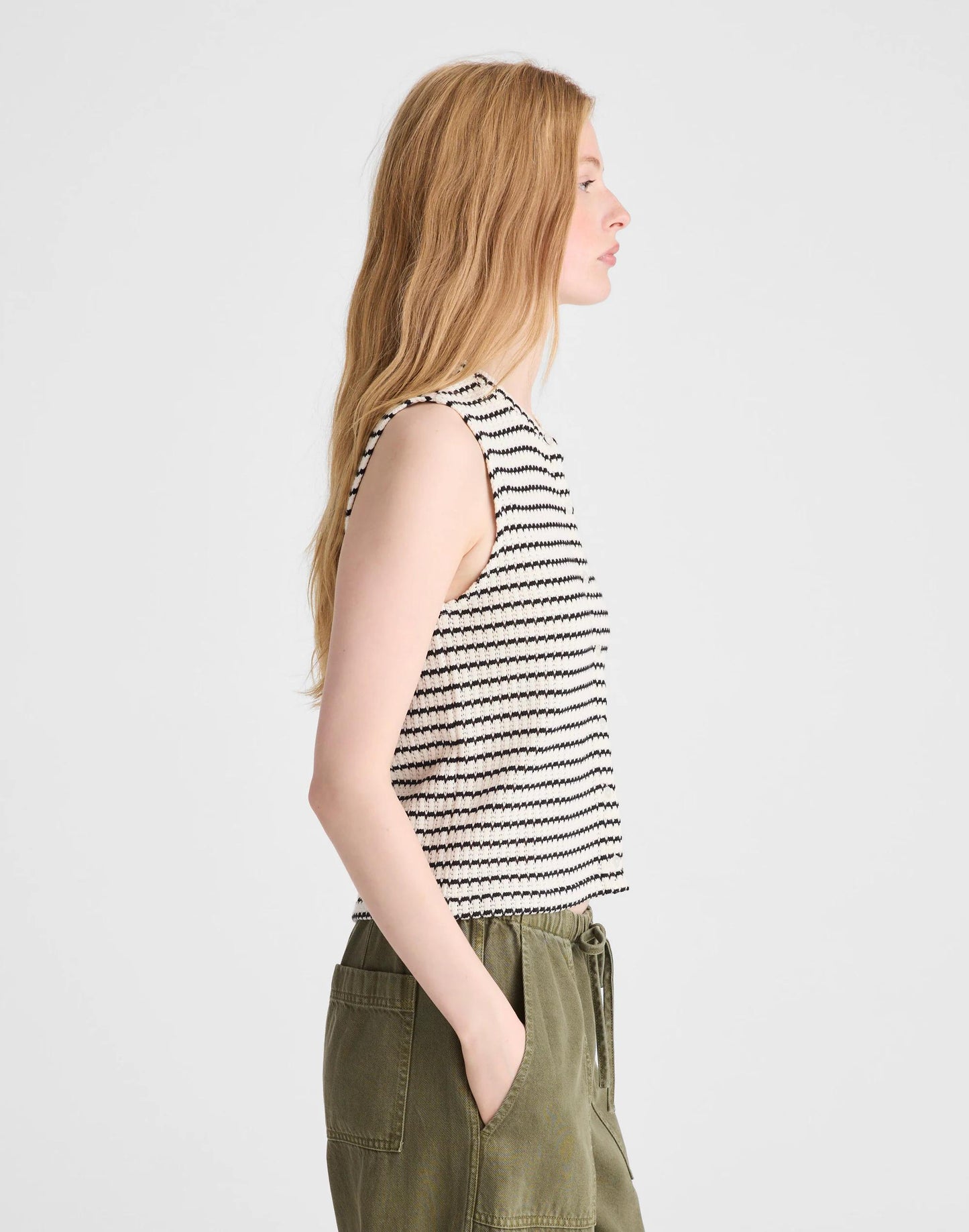 Madewell Textured-Knit  Button-Front Shell Top