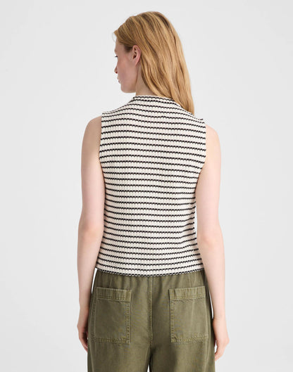 Madewell Textured-Knit  Button-Front Shell Top
