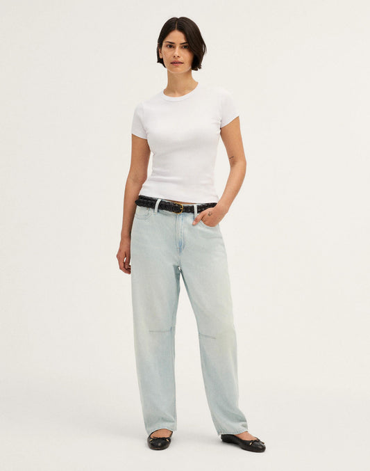 Madewell The Curvy Darted Barrel-Leg Jean in Airy Denim
