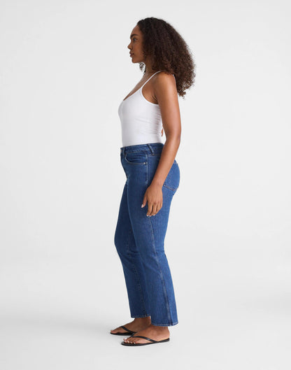 Madewell The Curvy Longline Straight Crop Jean in Marina Blue Wash
