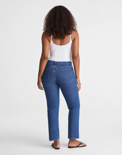 Madewell The Curvy Longline Straight Crop Jean in Marina Blue Wash