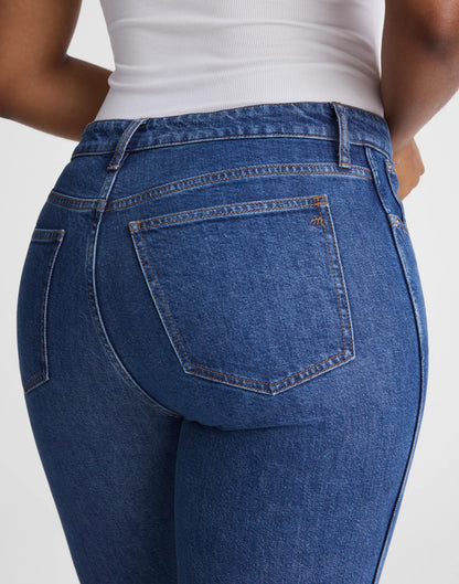 Madewell The Curvy Longline Straight Crop Jean in Marina Blue Wash