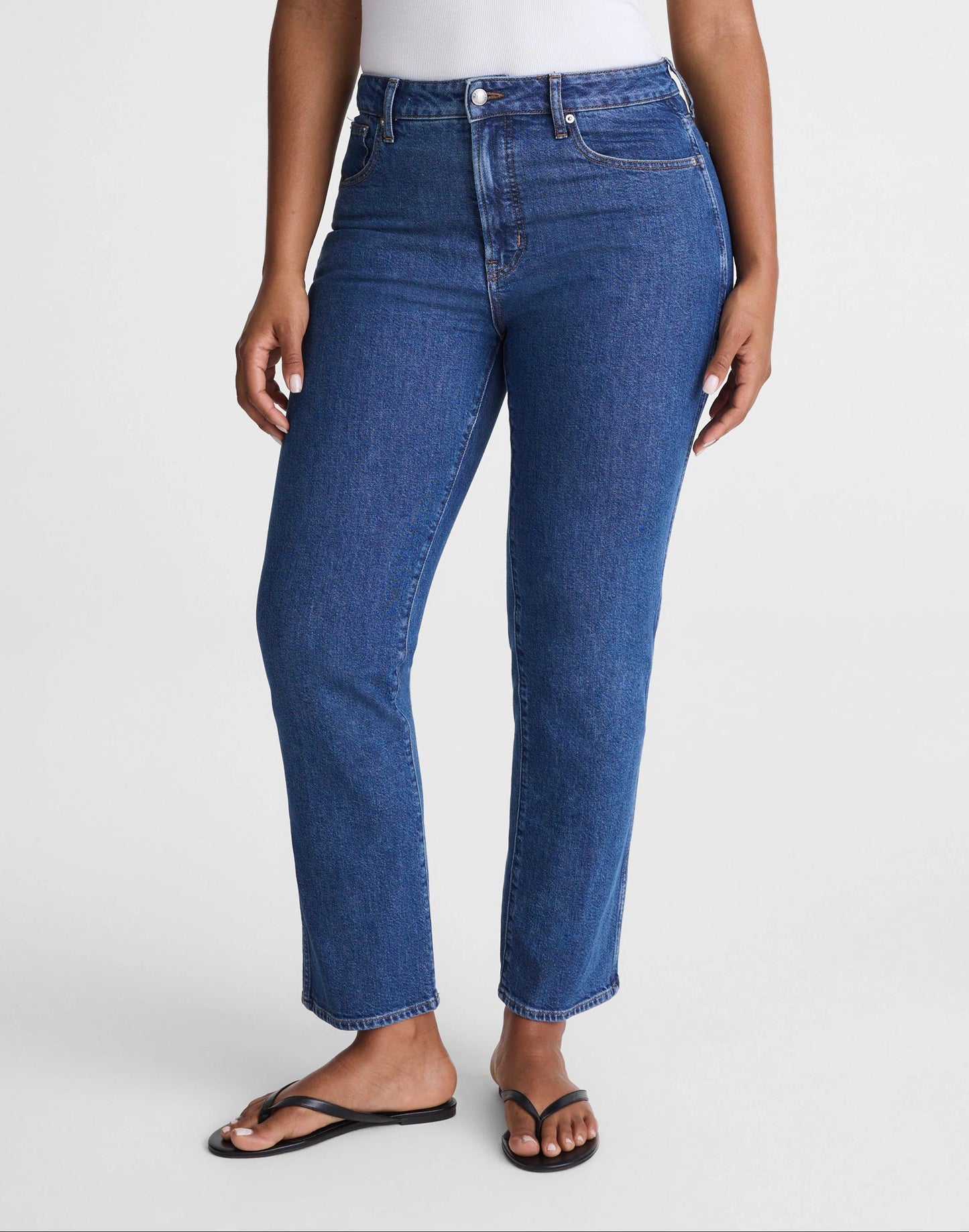 Madewell The Curvy Longline Straight Crop Jean in Marina Blue Wash