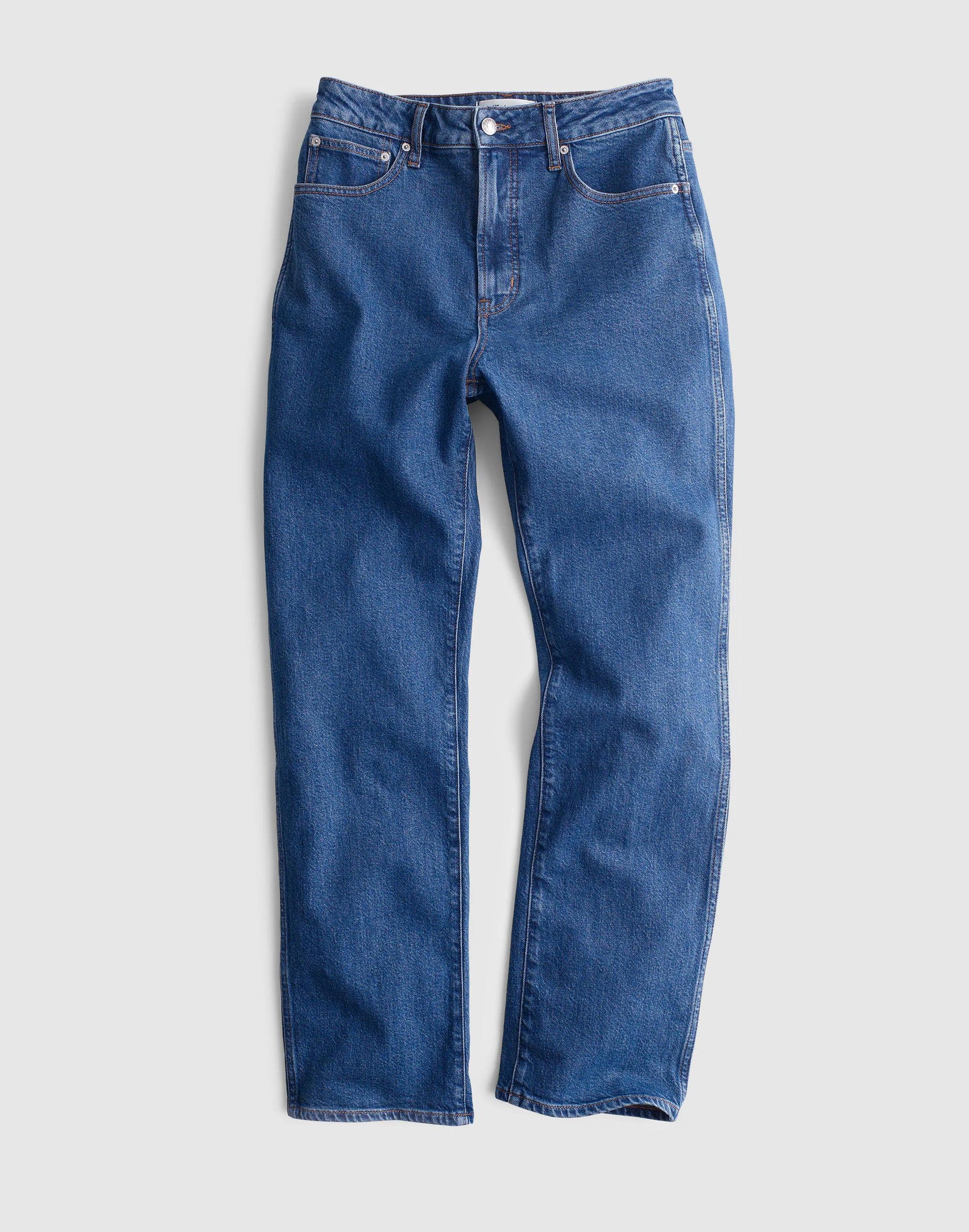 Madewell The Curvy Longline Straight Crop Jean in Marina Blue Wash