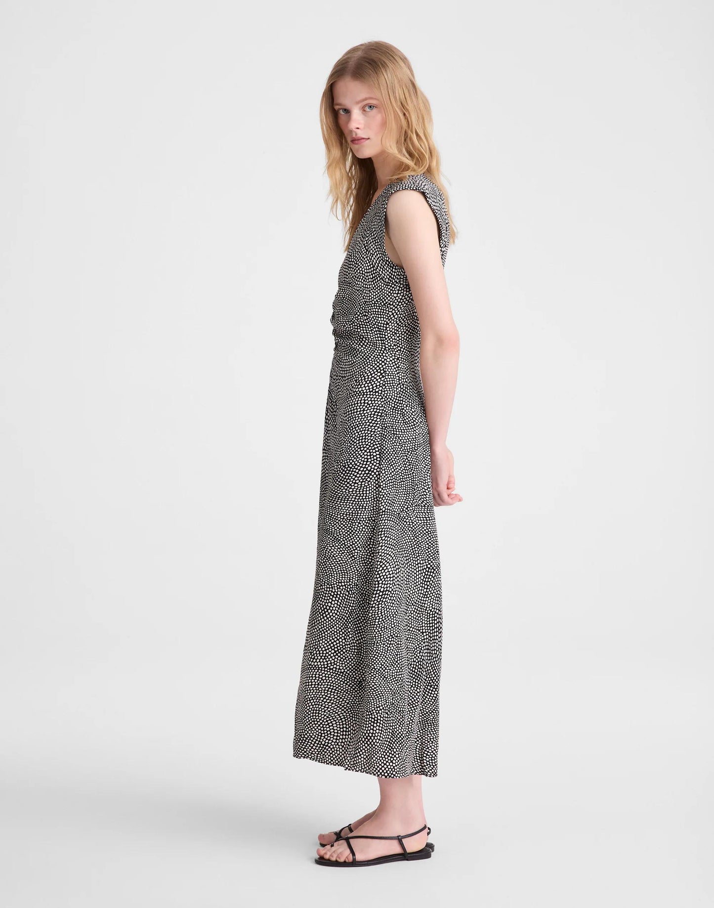 Madewell Ruched Flutter-Sleeve Midi Dress