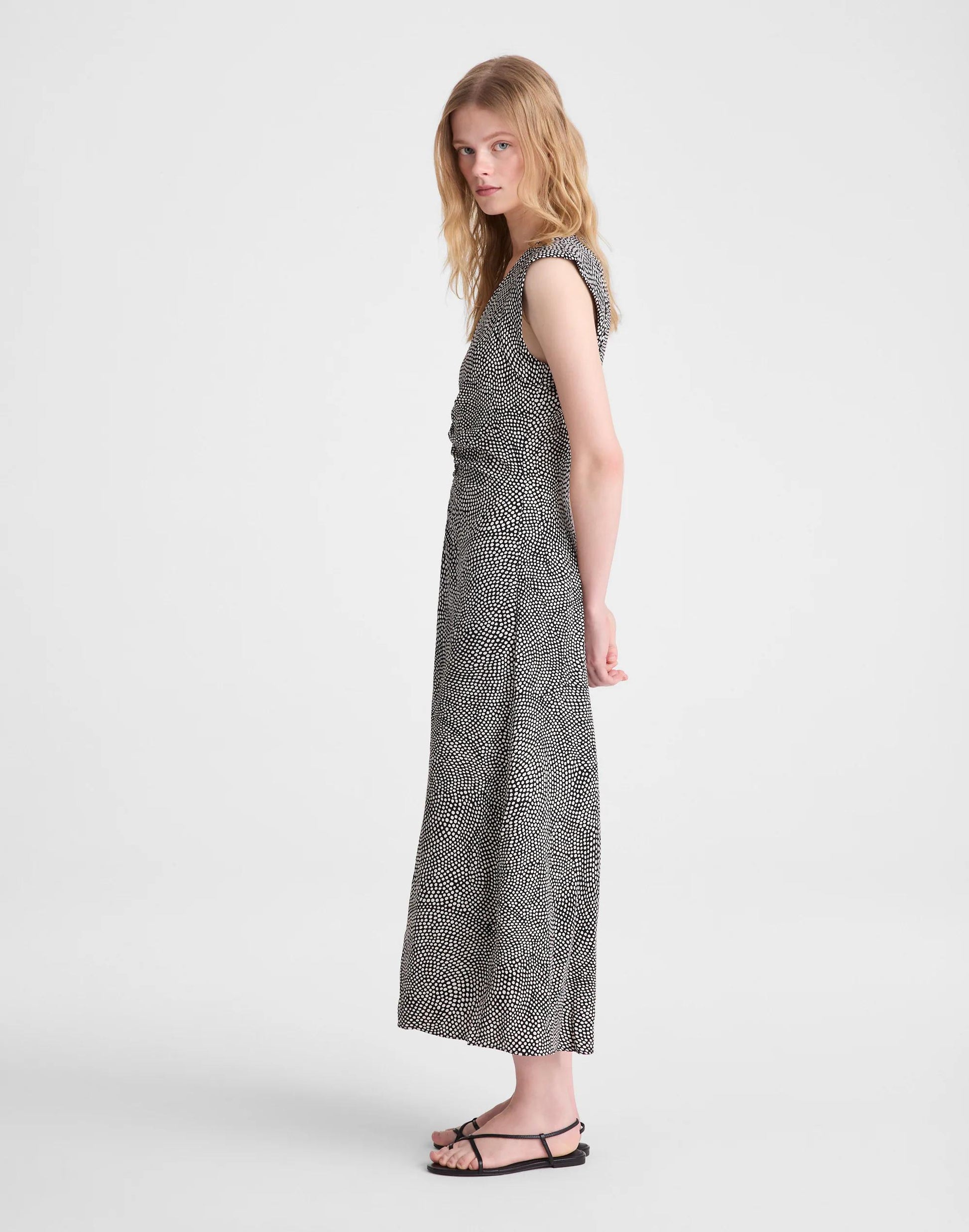 Madewell Ruched Flutter-Sleeve Midi Dress