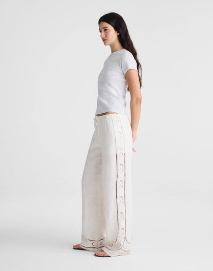 Madewell Eyelet Drawstring Pants in 100% Linen