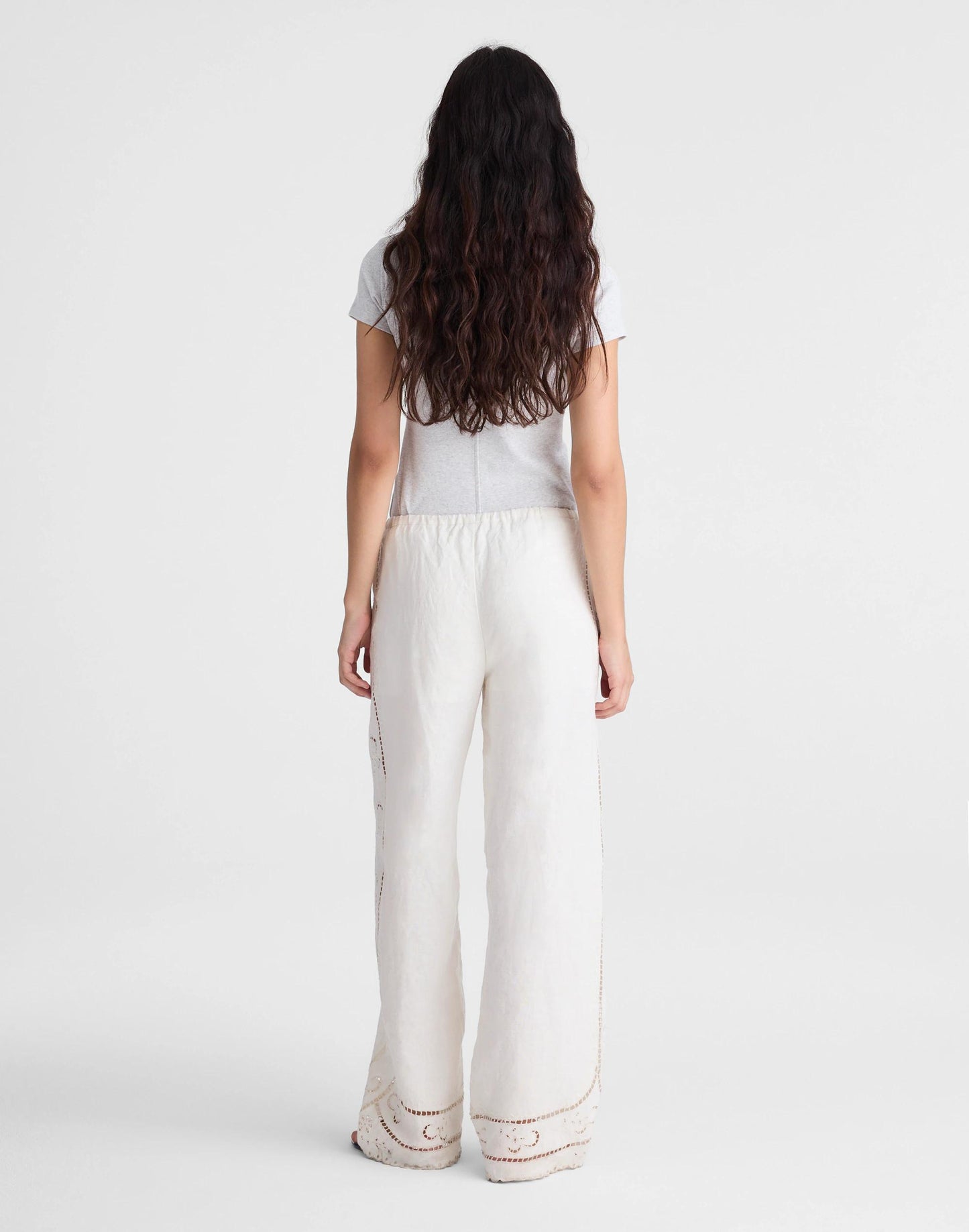 Madewell Eyelet Drawstring Pants in 100% Linen