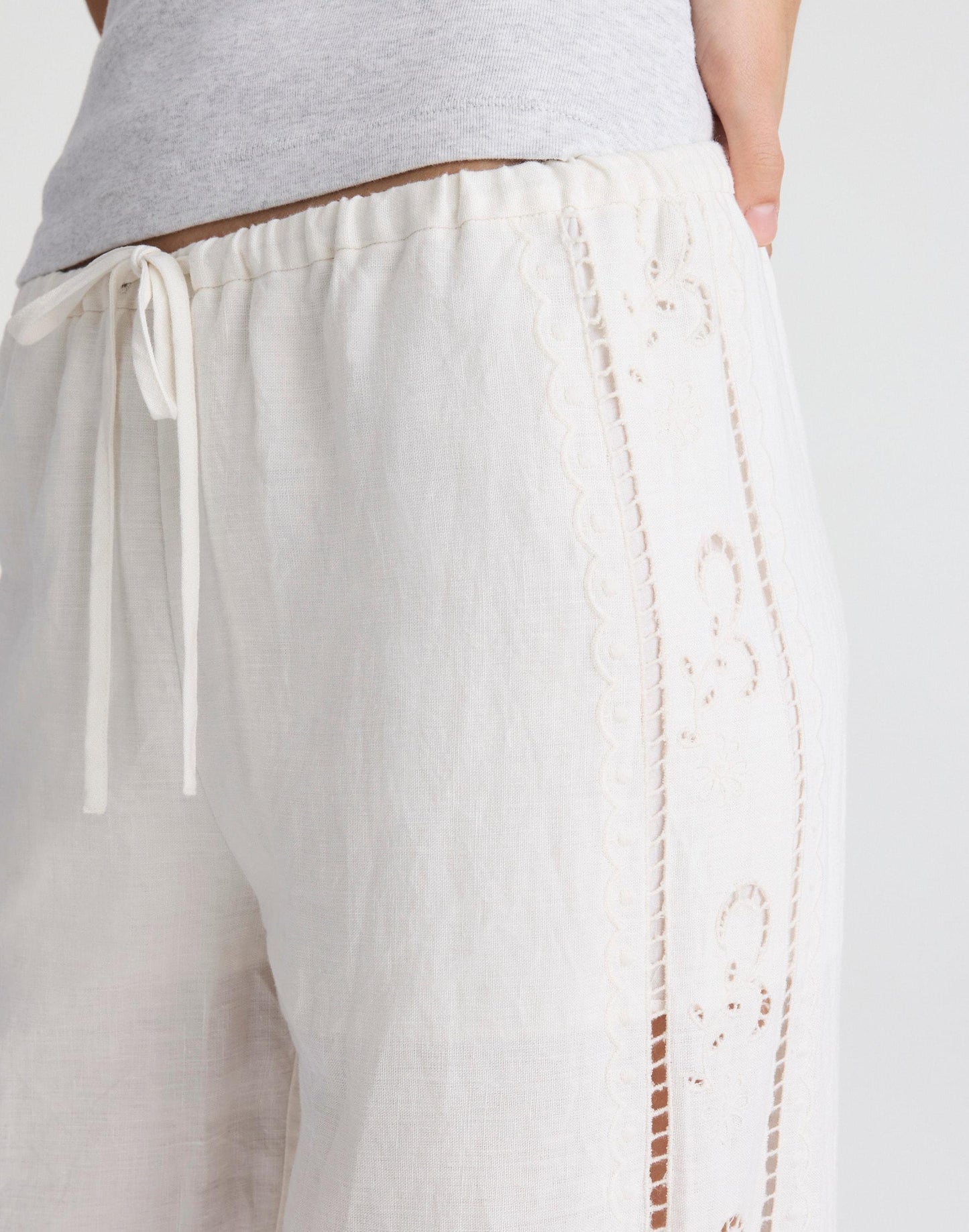Madewell Eyelet Drawstring Pants in 100% Linen