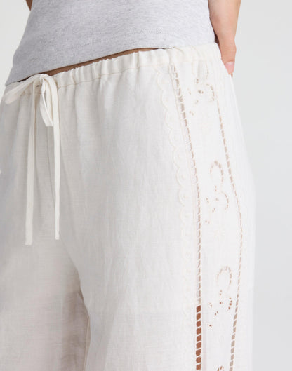 Madewell Eyelet Drawstring Pants in 100% Linen