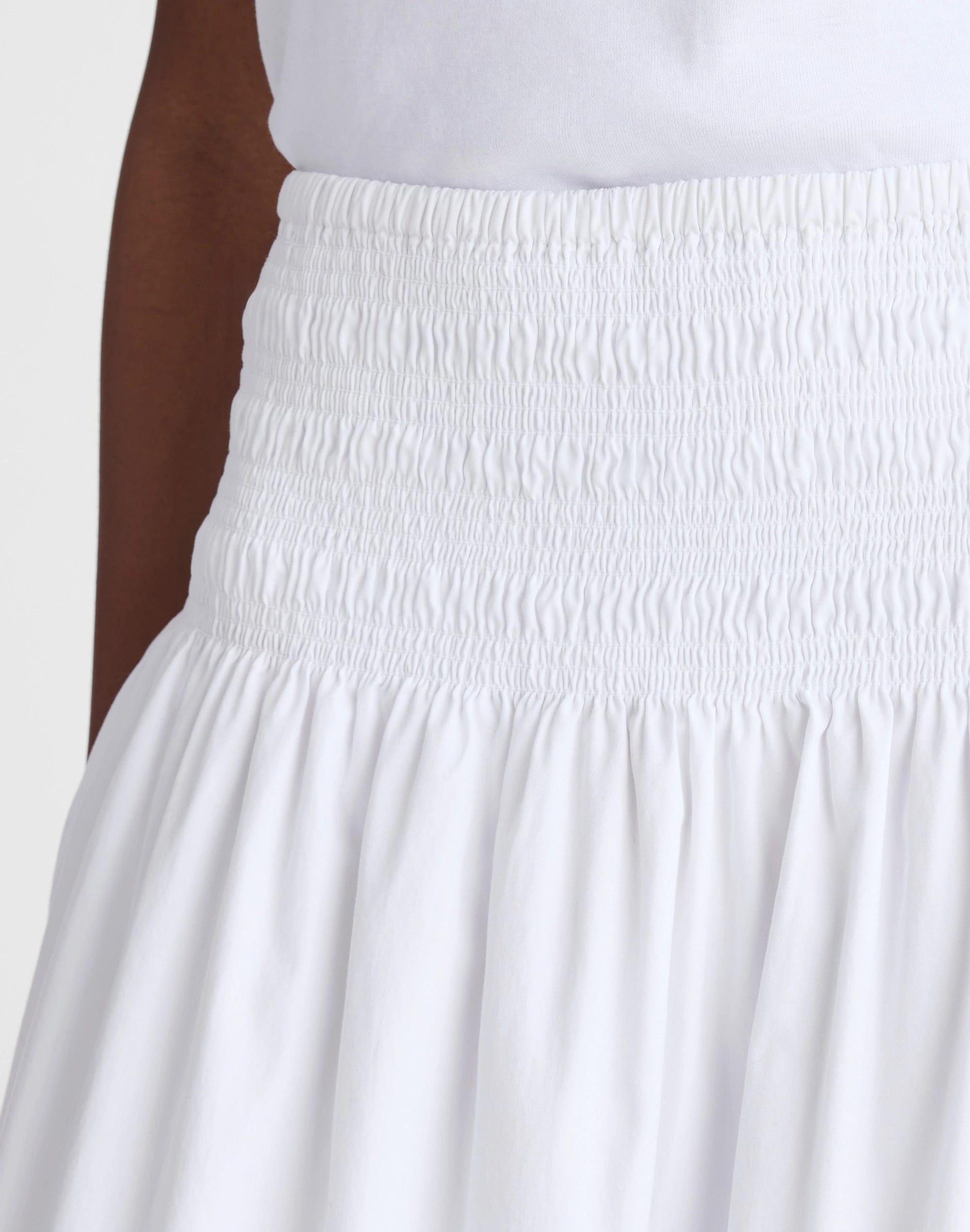 Madewell Smocked-Waist Midi Skirt in Poplin