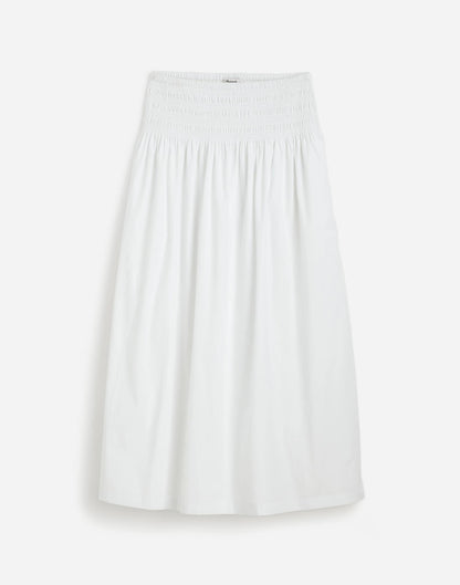 Madewell Smocked-Waist Midi Skirt in Poplin