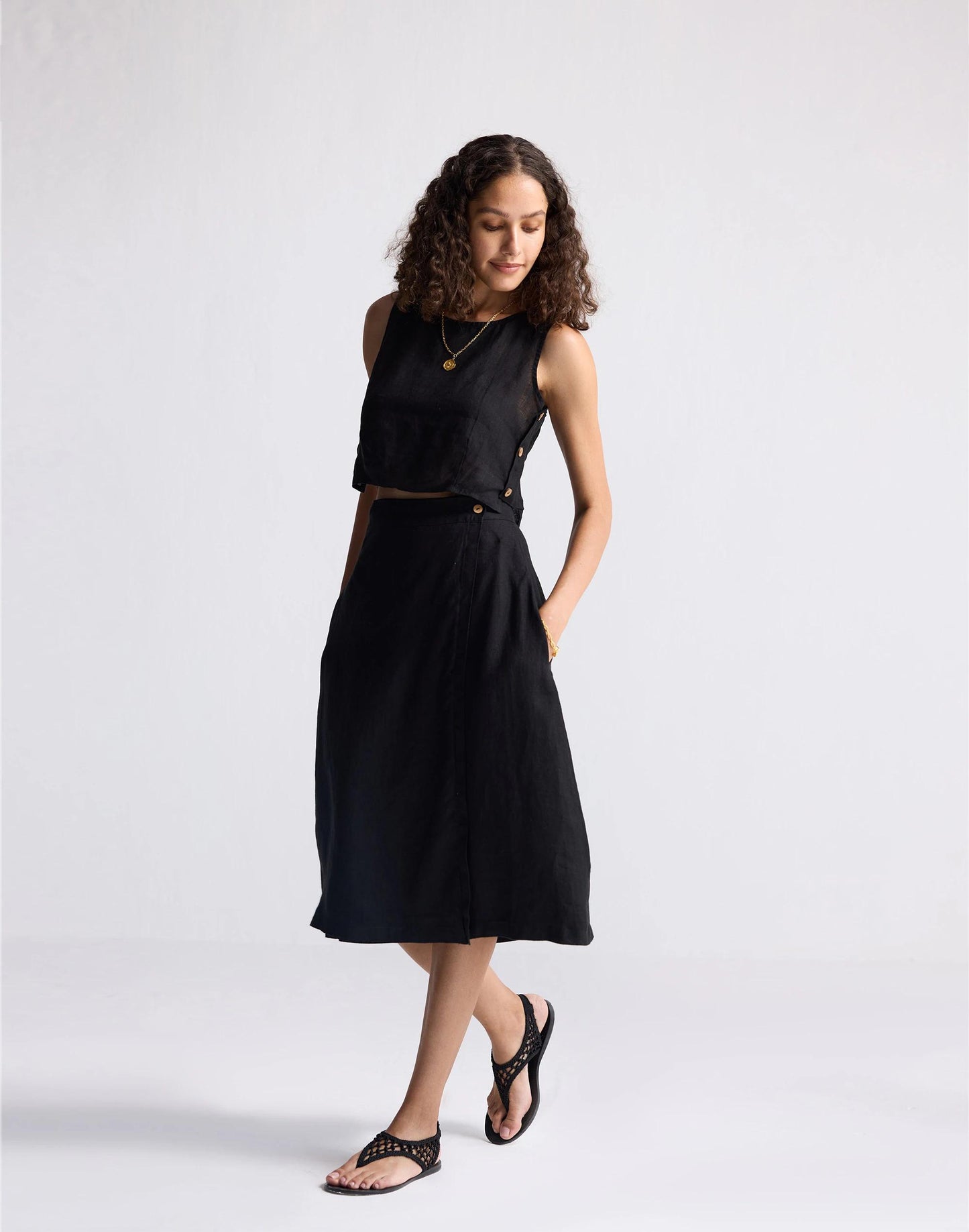 Madewell Reistor® Overlap Midi Skirt in 100% Black Hemp