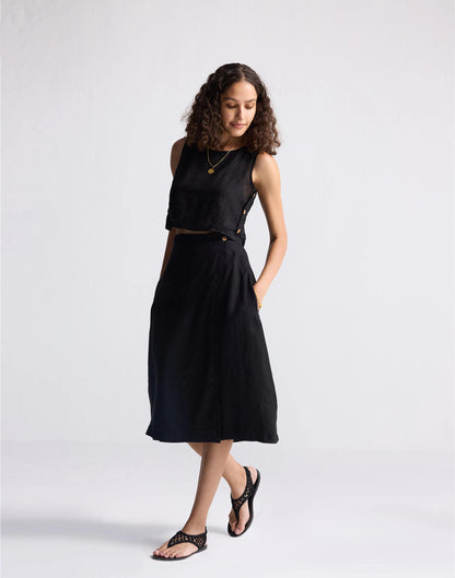 Madewell Reistor® Overlap Midi Skirt in 100% Black Hemp