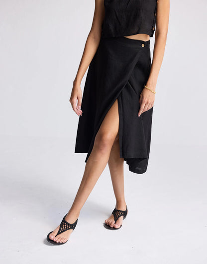 Madewell Reistor® Overlap Midi Skirt in 100% Black Hemp