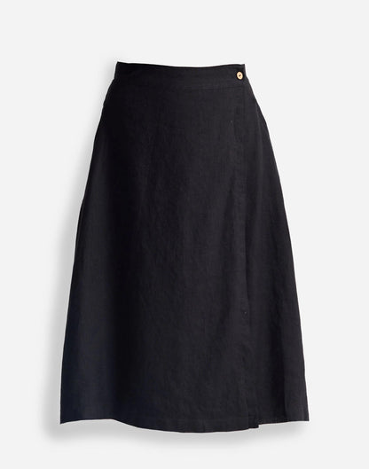 Madewell Reistor® Overlap Midi Skirt in 100% Black Hemp